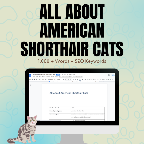 All About American Shorthair Cats PLR